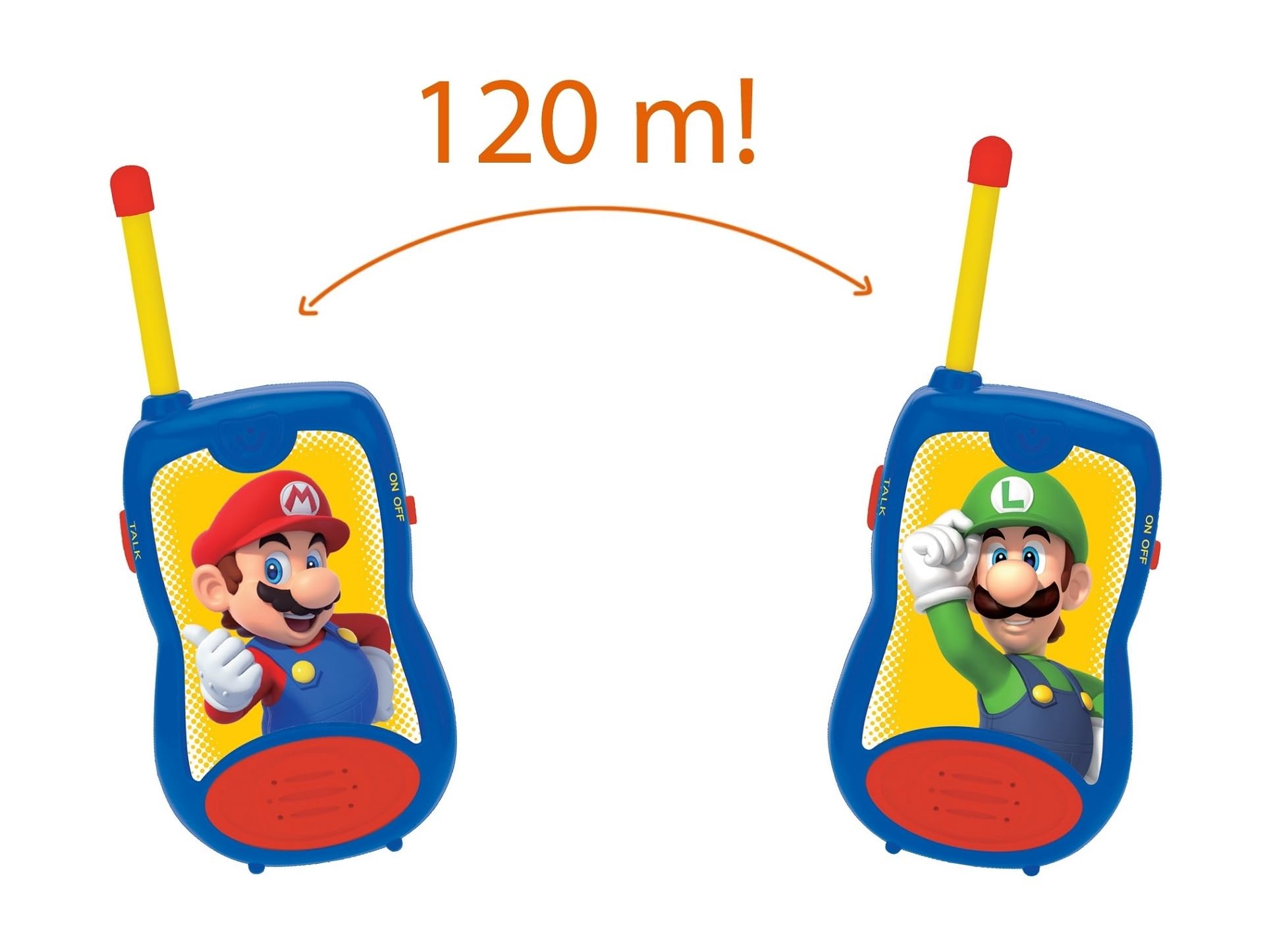 Lexibook - Nintendo Super Mario Walkie-talkies, Pinza para Colgar del cinturón, 2 Canales, batería, para Niños, Azul/Rojo, TW12NILXB