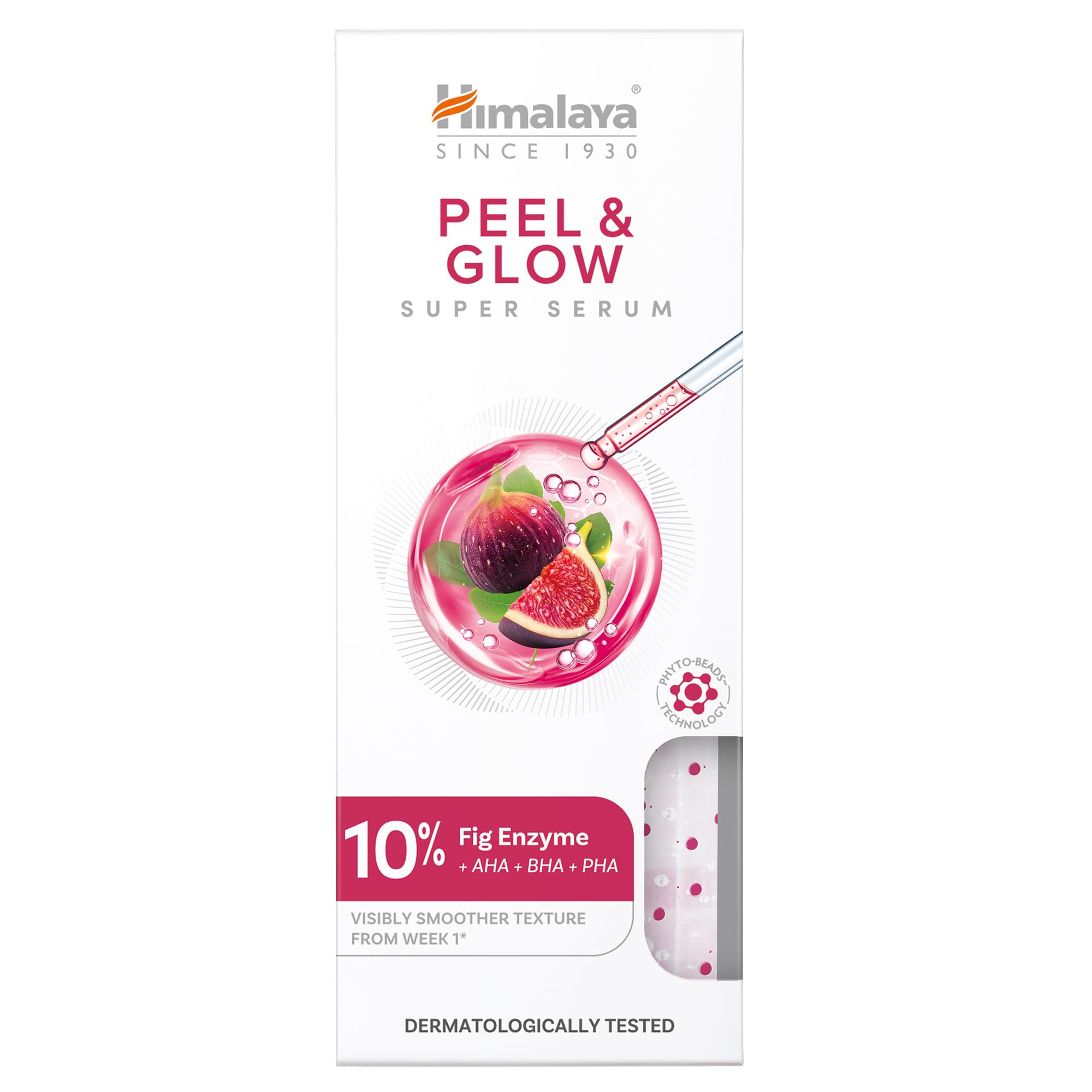 Himalaya Super Serum Peel & Glow PHA BHA Exfoliating & Brightening Face Serum with Fig Extract for Smooth Skin, Refined Pores and Daily Glow