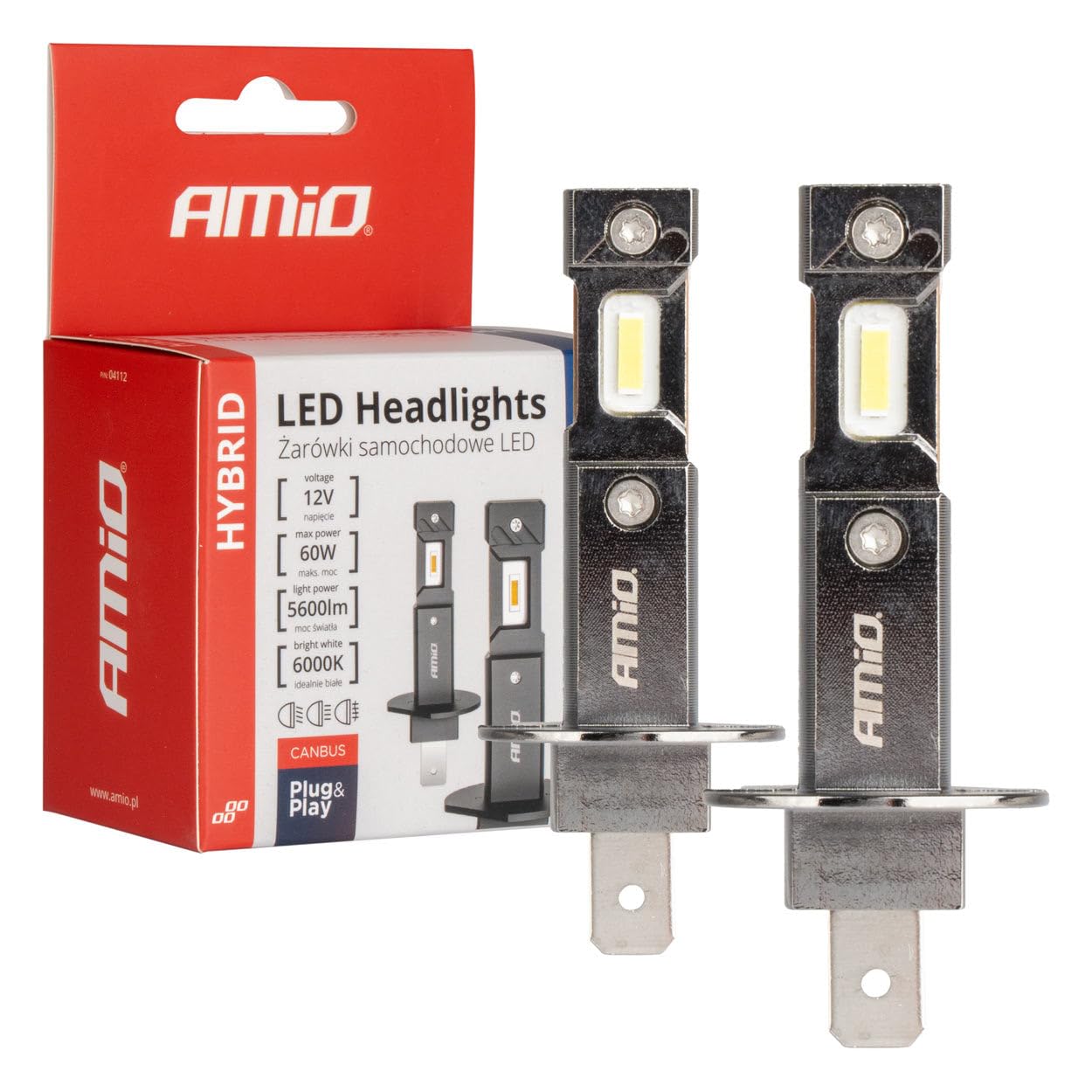 Lampadine a LED per auto serie HYBRID H1 6000K Canbus 60W - AMIO-04112