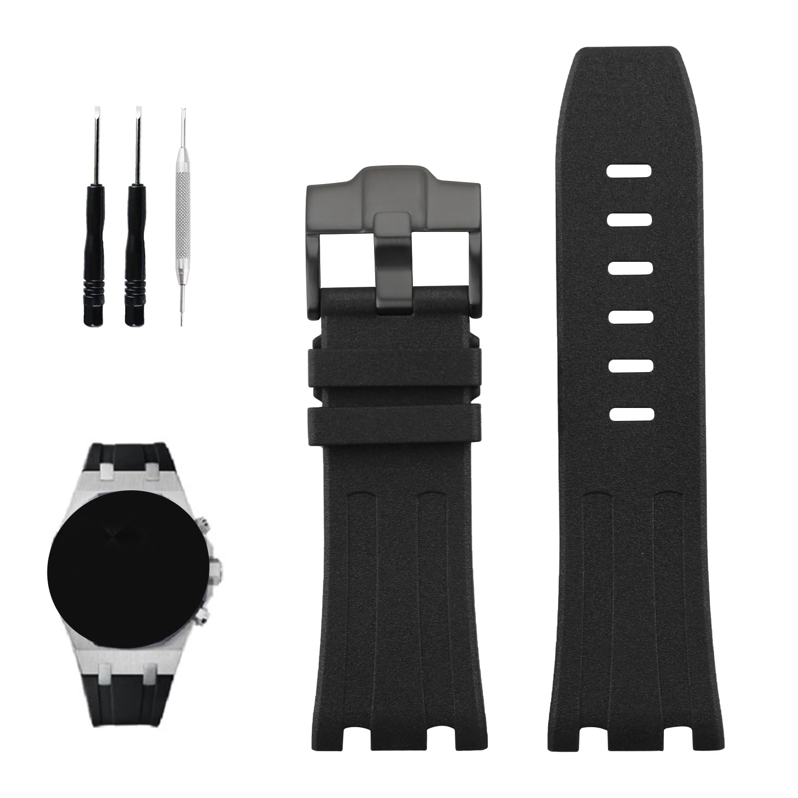 XIW Compatible for 28mm Audemars Piguet AP Royal Oak Offshore Watch 15703 15710 15400 26470 26400 Rubber Watch Band Replacement for men Silicone