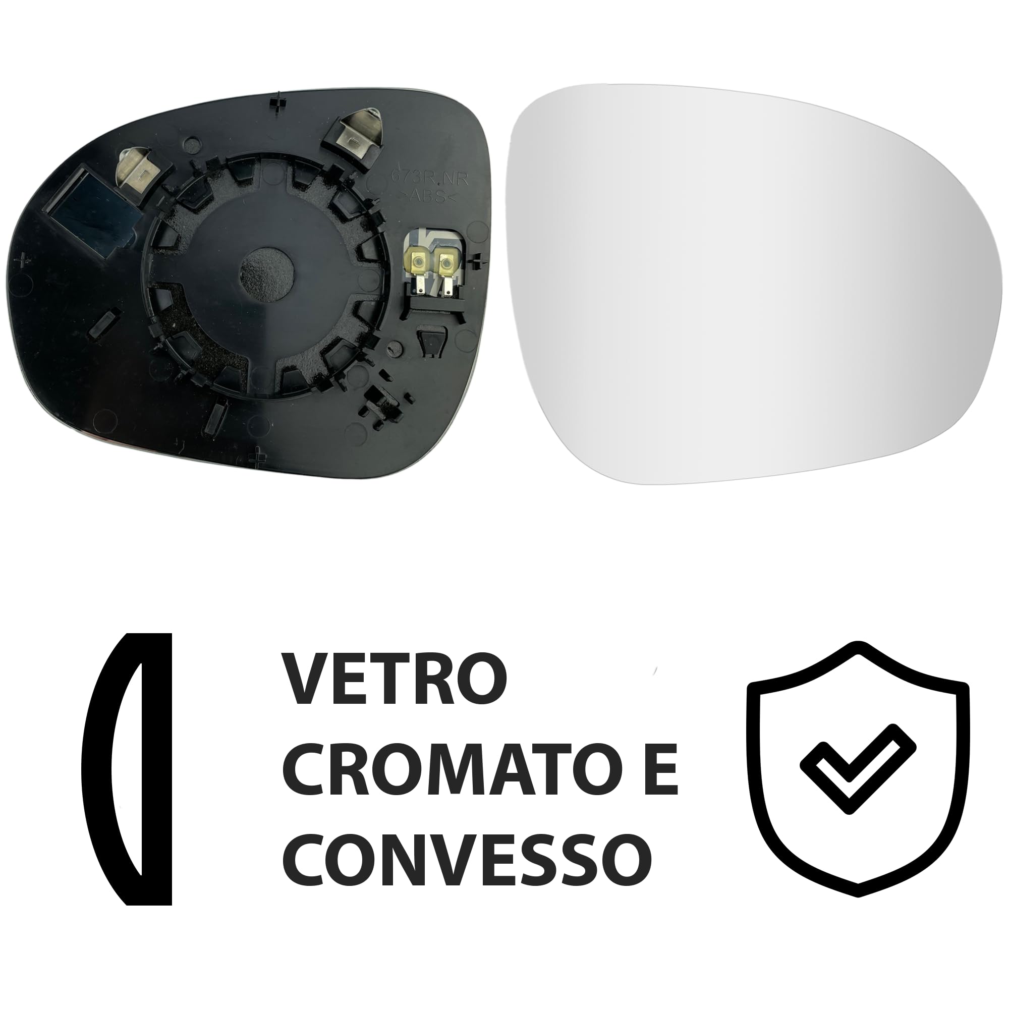Vetro Specchietto per FIAT 500X destro (RISCALDABILE), Vetro - cromato e convesso, numero OEM: 530856101 VIEW MAX specchio da ricambio (DX)