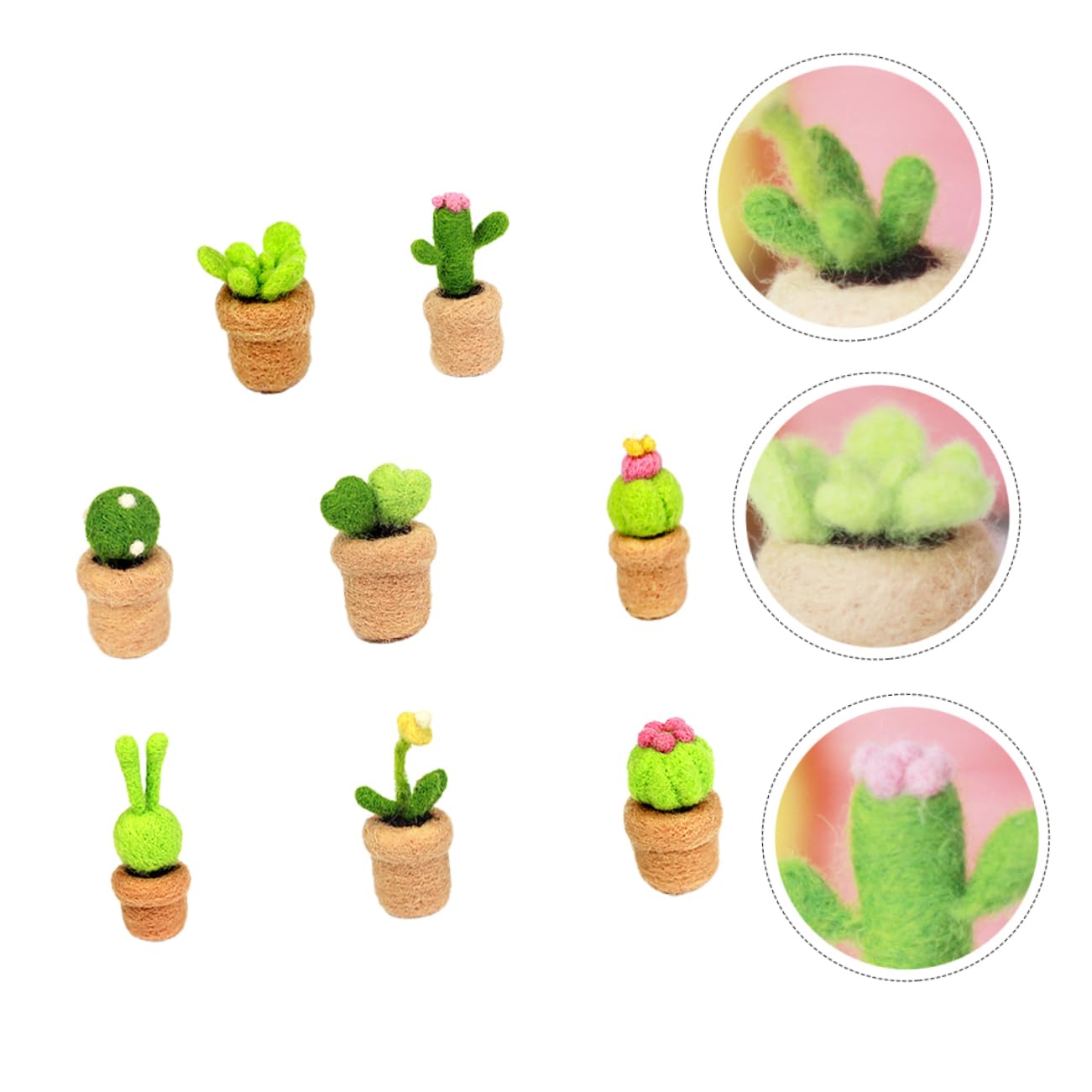 DIYEAH 16piezas Material De Fieltro De Para De Decoración De Cactus Lana Kit De Manualidades Para Principiantes y Entusiastas Del Fieltro