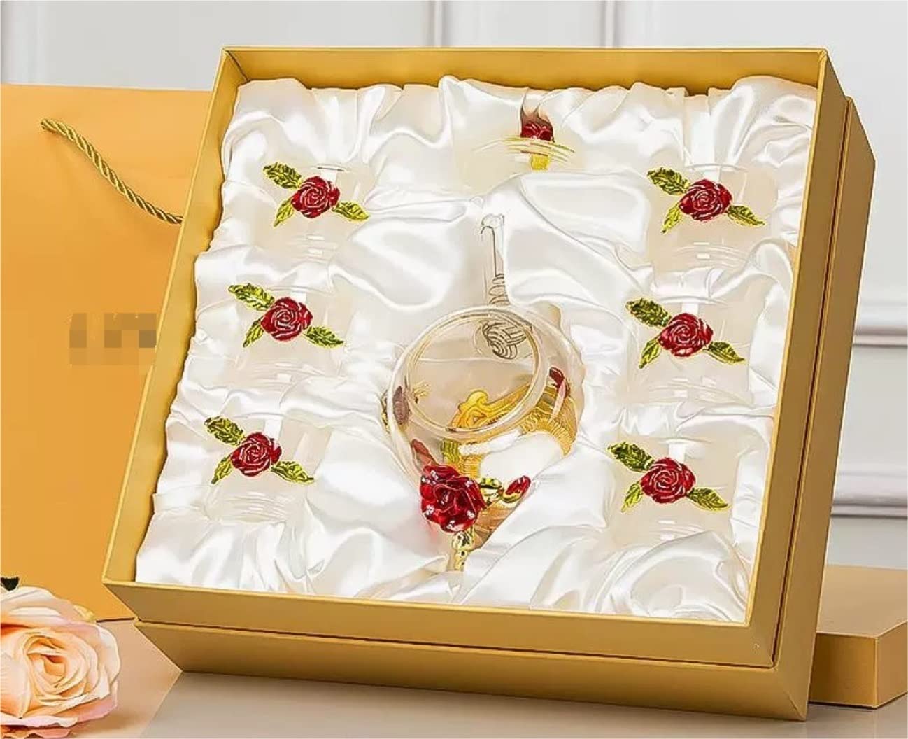 Juego Té Tetera 7 Uds Juego De Tazas Té Esmaltadas Tetera Vidrio Estilo Europeo Hogar 6 Flores Simple Negocios Artículos Hogar(Blue Rose)