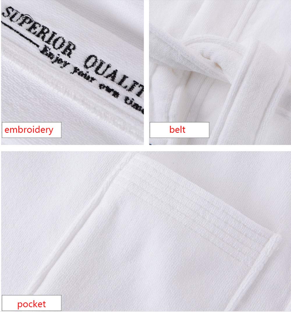 Bathrobe Accappatoio Unisex Uomo e Donna Bianco Accappatoio in Cotone Pettinato Leggero con Cappuccio, Accappatoi per Casa Hotel, Biancheria da Notte