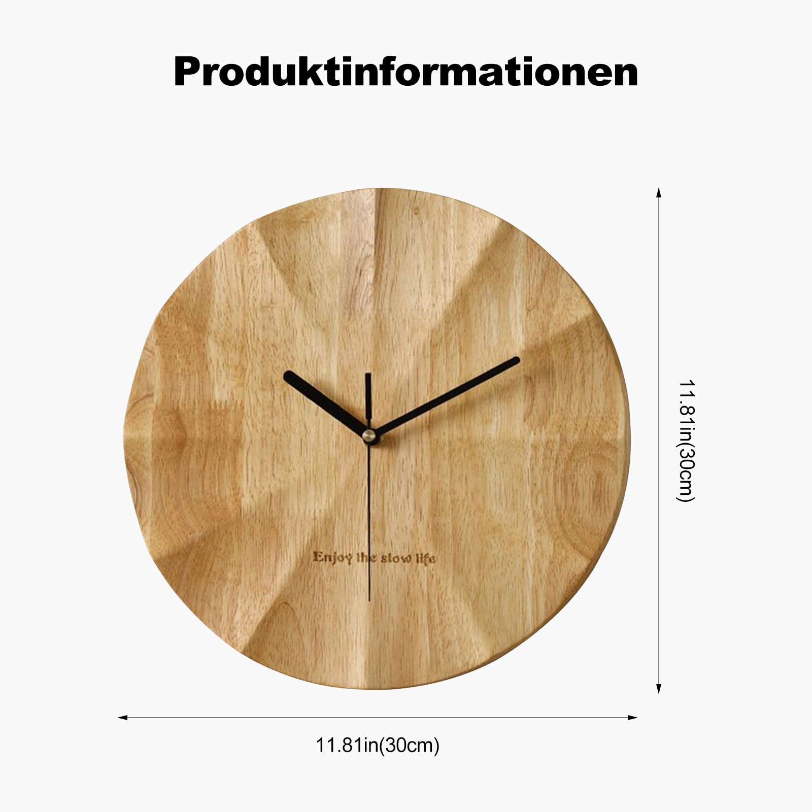 Ergocar Wanduhr, Modernes Minimalistisches Design Holzwanduhr Ruhig 30 cm (11,81 Zoll) Alle -Gesalidiertes Holz Geeignet Für Wohnzimmer, Schlafzimmer, Wand -Dekoration