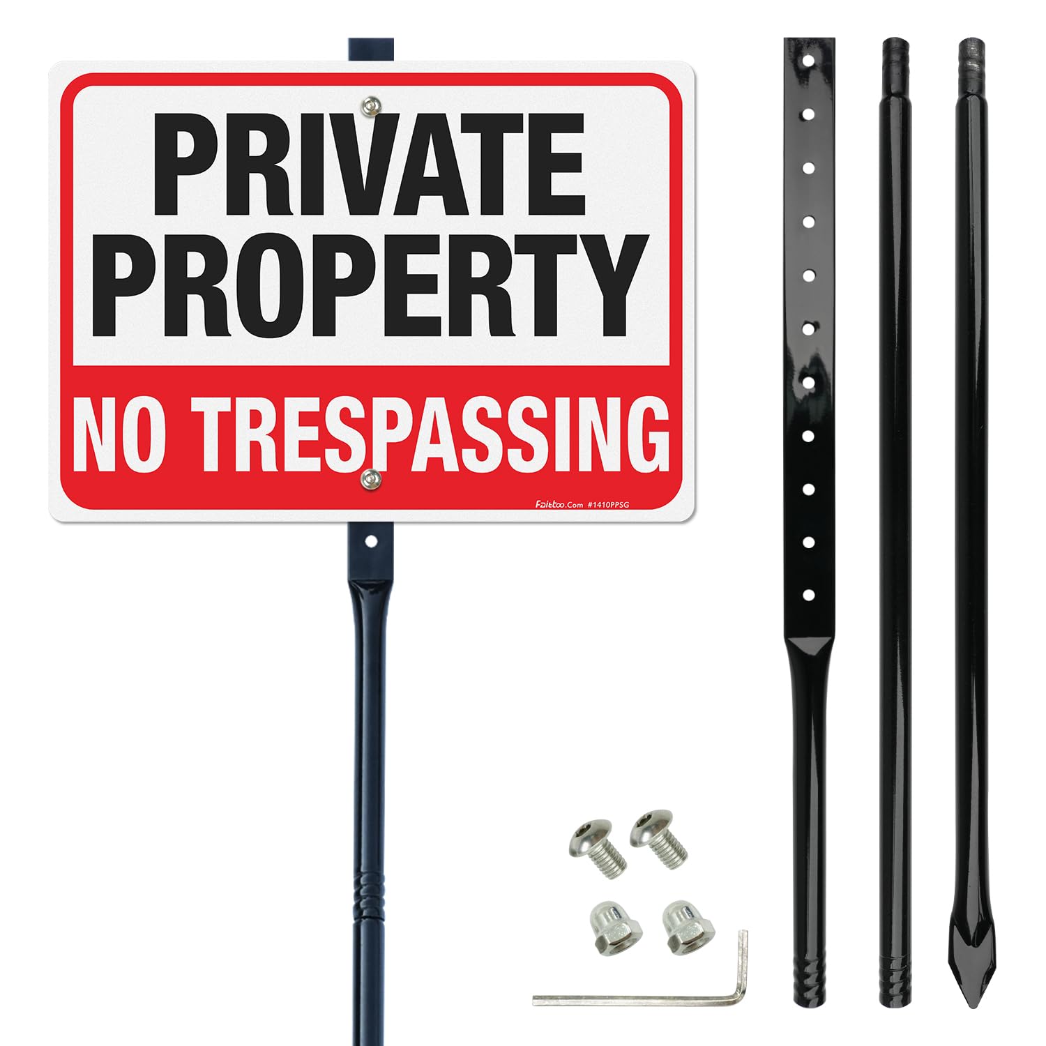 Faittoo No Trespassing Signs Private Property With 42" Stake For Outside 4 Pack 10 X10 Video Surveillance Sign Rust Free Reflective Aluminum - View #3