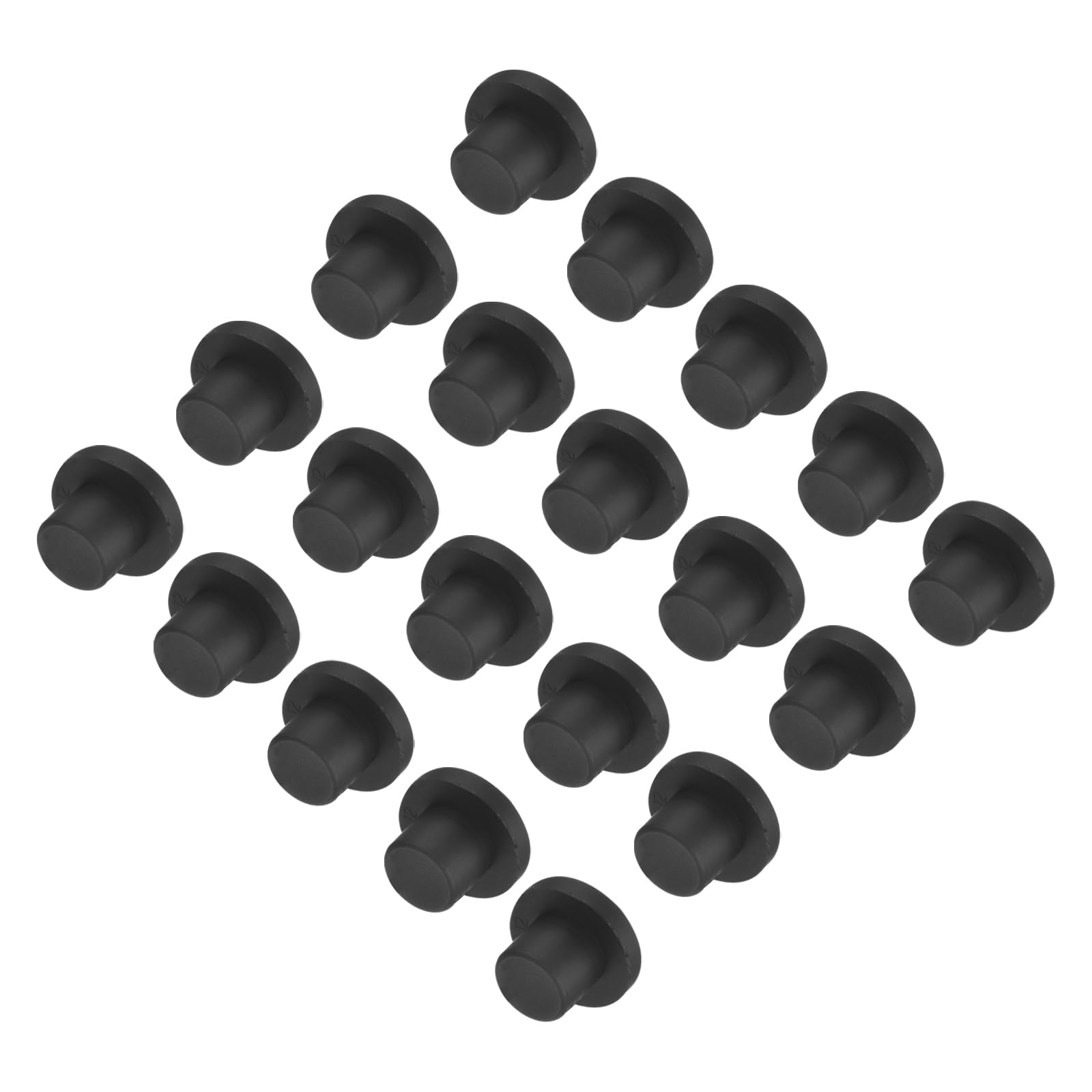 uxcell High Temp Silicone Plug Mount Dia 12mm/0.47 inch t Shaped Rubber Stopper Hole Plugs for Powder Coating Plating Waterproof Plugs Sealing Plugs Black Pack of 36(OD 20mm)