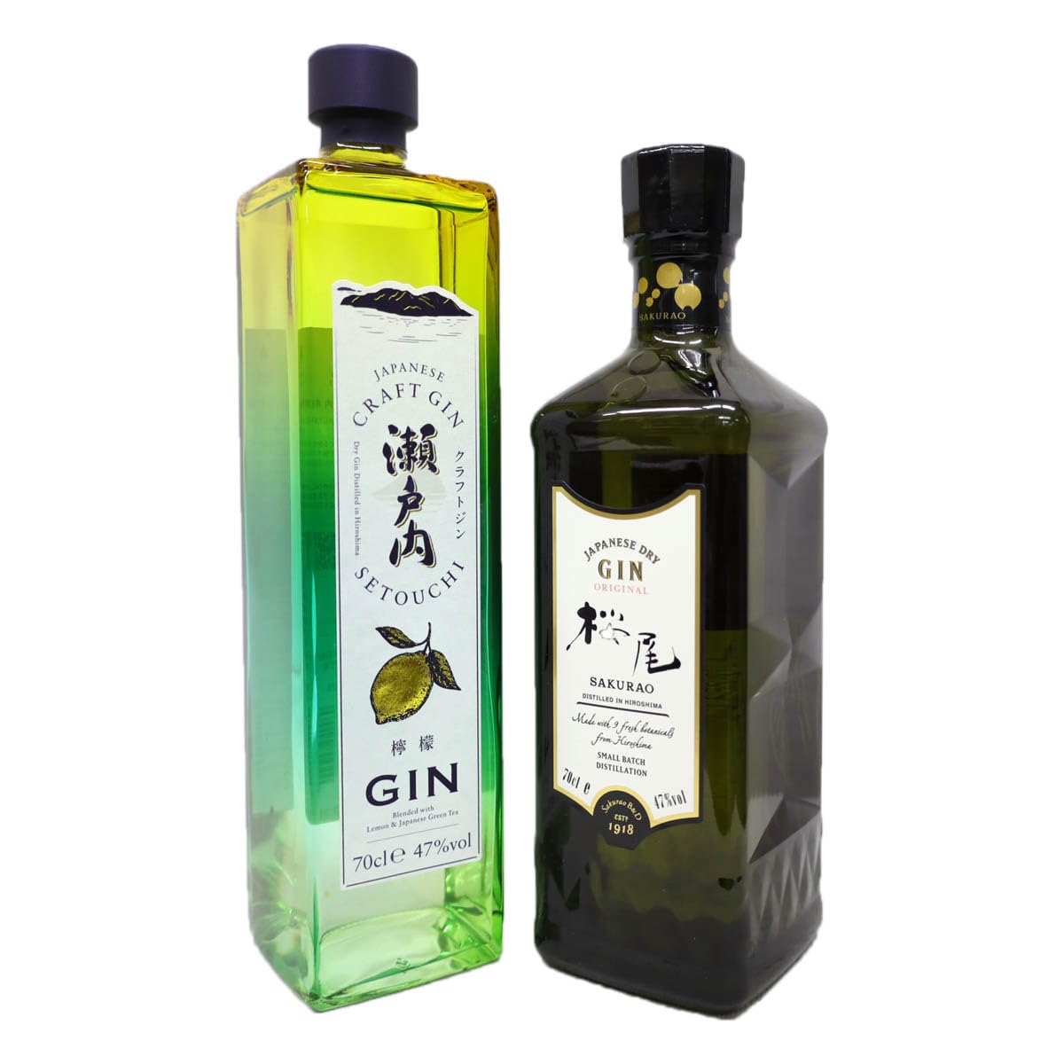 Amazon.co.jp: 広島県産ジン飲み比べ2本セット 桜尾オリジナル47度