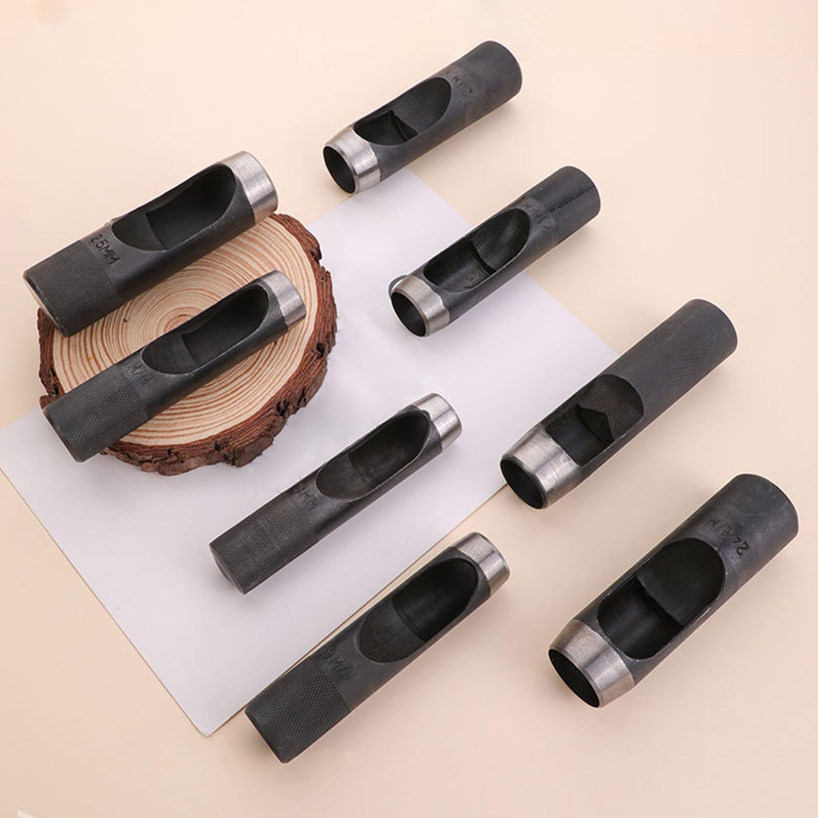 Poinçons De Trous pour Le Cuir 17 Pièces Outil Poinçonnage du Creux en Acier Travail du Perforateur Trous Ronds 4mm À 20mm Outil Poinçonnage pour Montre