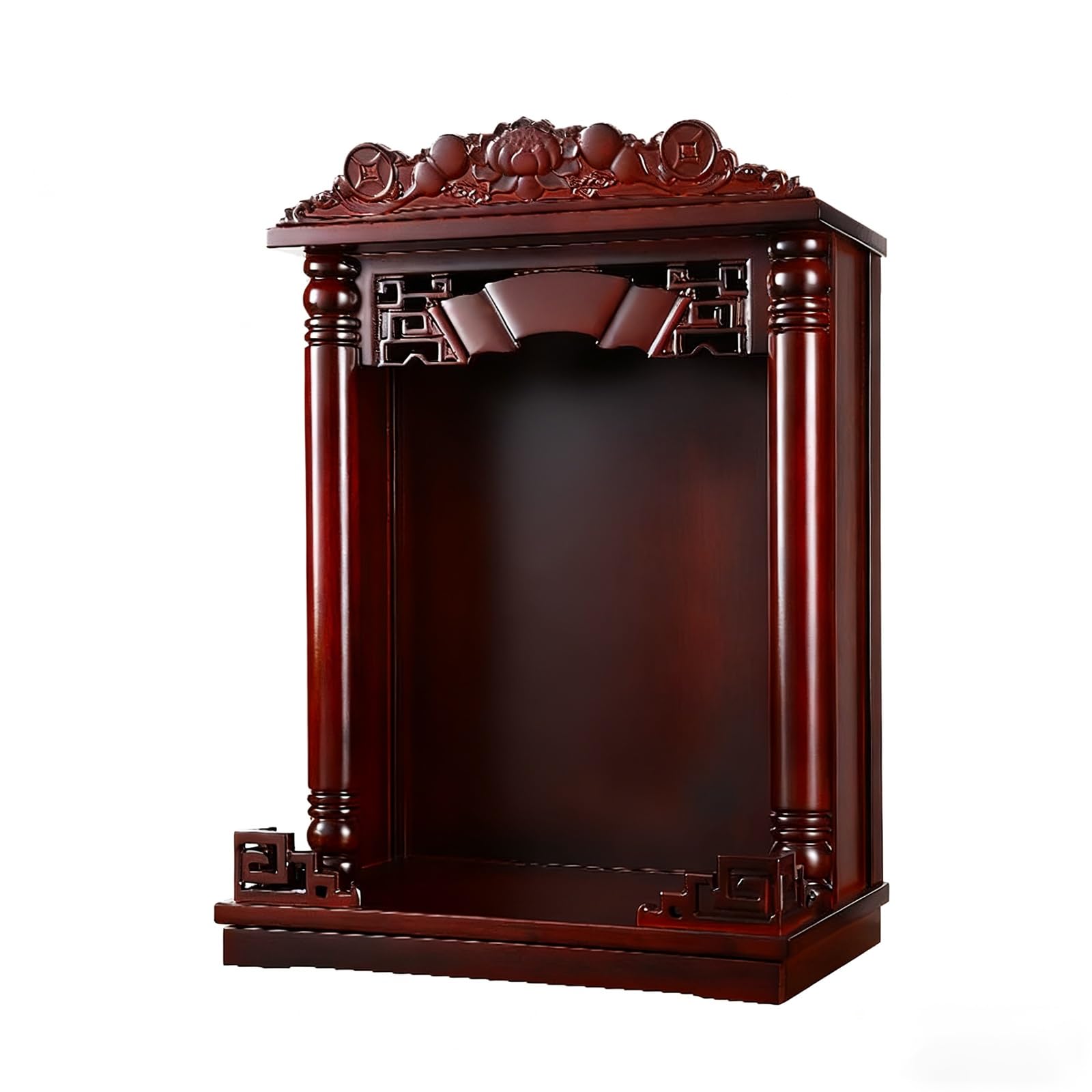 JNTFNE Household Wood Wall Cabinet，Buddha shelf,Statue Stand Niche，Wall-Mounted Shrine Altar Table ，for God Shelf for Wealth God, Guanyin Pooja and incense burner(D,60CM/23.6IN)