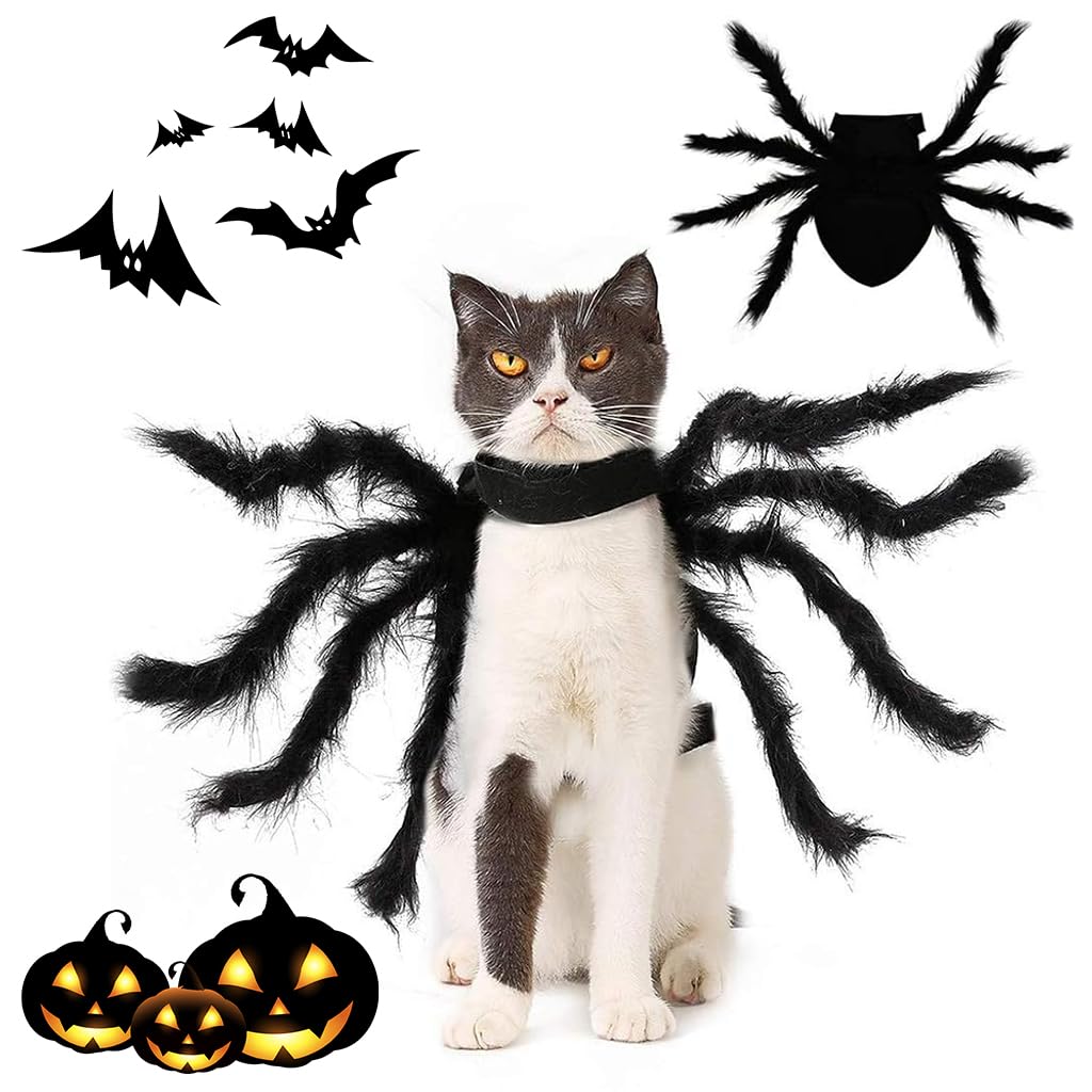Qpets® Halloween Fun Dog Clothes, Small Dog Costume Halloween Dress Up Costume, Spider Dog Clothes Cats Clothes Role Play at Halloween/Birthday (Recommended weight 5-7kg)