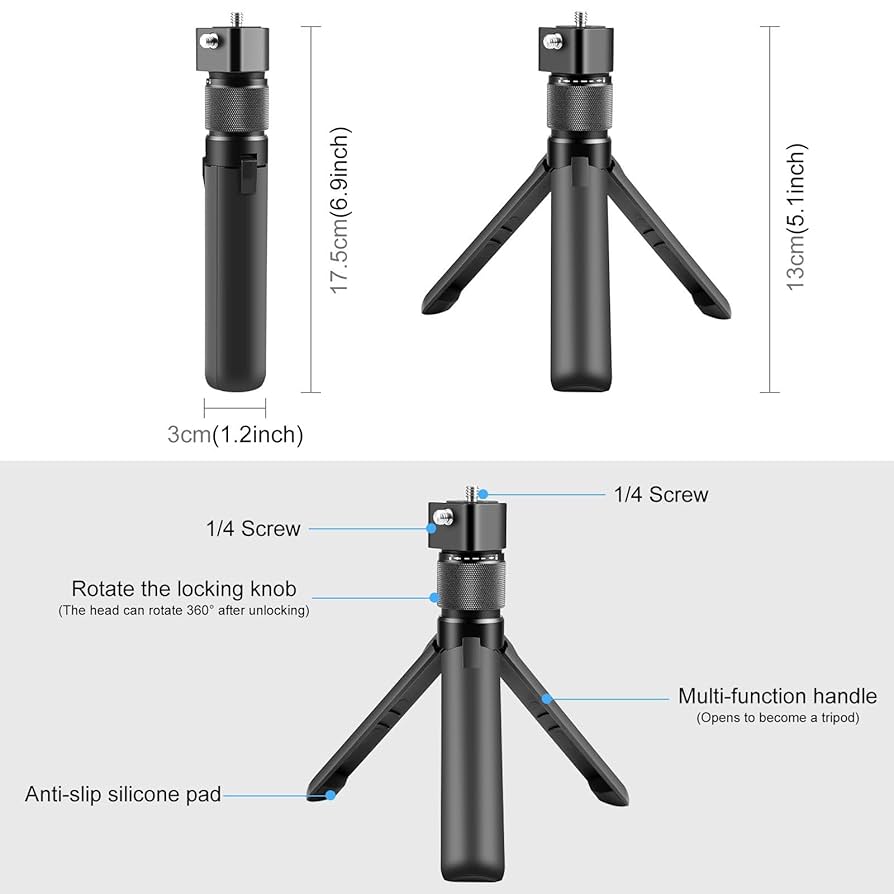Amazon | 小型三脚 360 カメラ三脚磁気回転ハンドルテーブル三脚