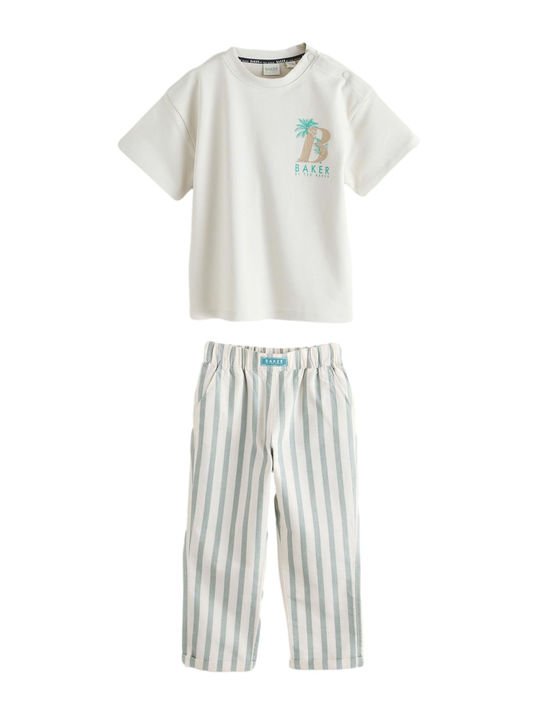 Baby Jungen Grafik-T-Shirt und gestreifte Hose im Set