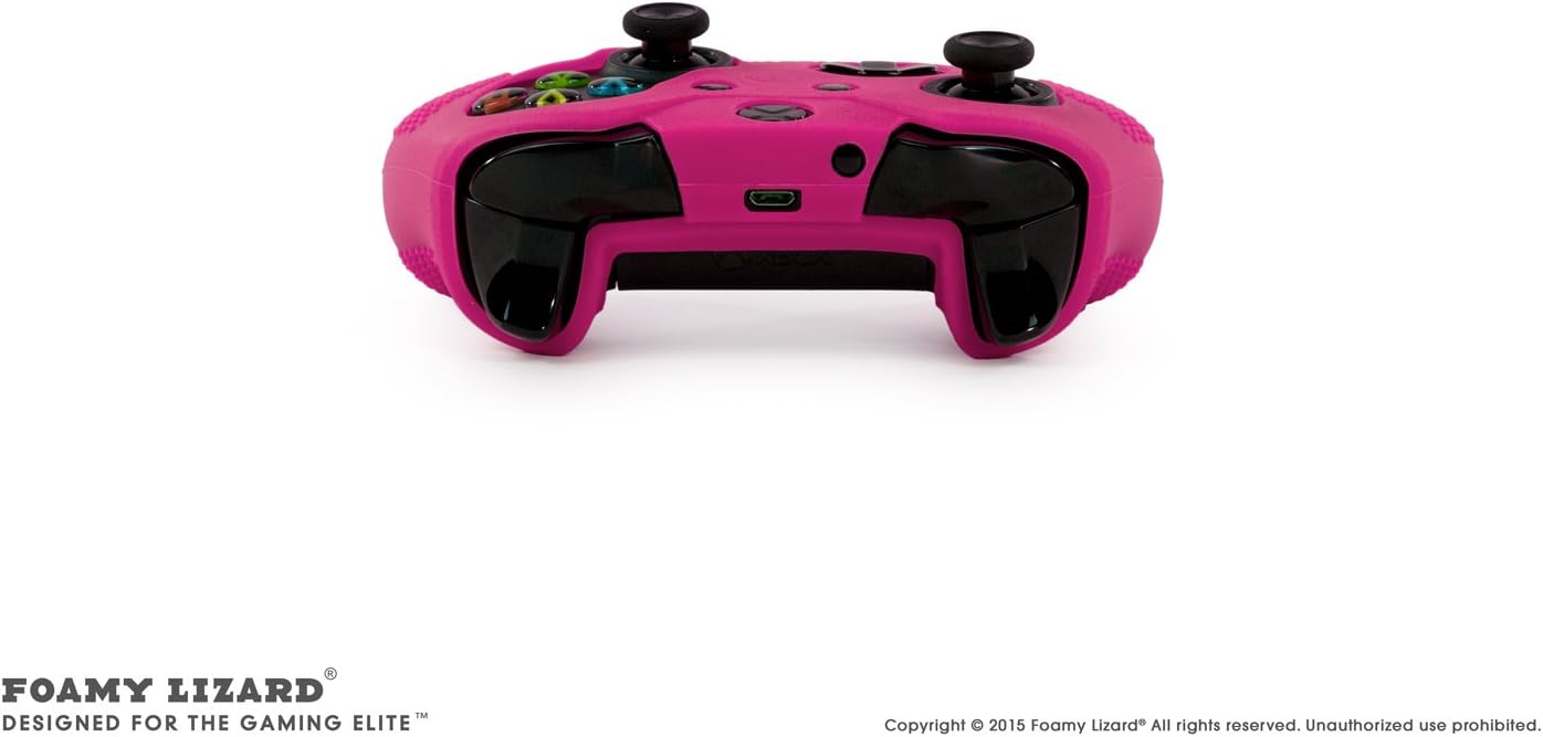 ParticleGrip Studded Skin Set for Xbox One (& One S) by Foamy Lizard – Patent Pending Silicone Skin Cover Antislip Studs Plus Matching Set of 4 AceShot Analog Thumbgrips (Pink)