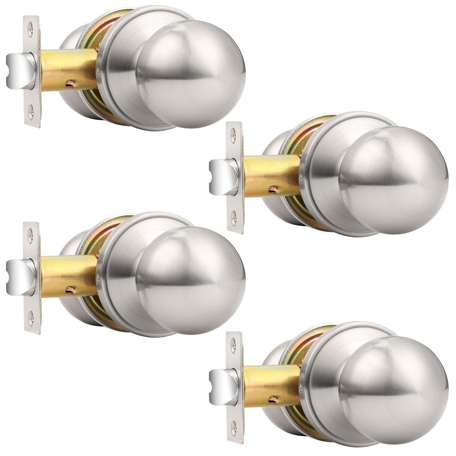 Brushed Nickel Door Knobs - Keyless Passage Locks -30