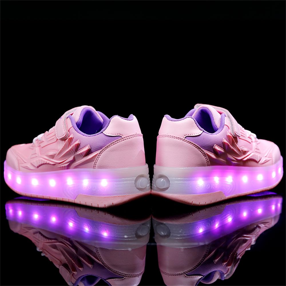 Mateju Zapatos con Ruedas para Niña y Niño Patines con 2 Ruedas Zapatillas Deportivas al Aire Libre Retráctil, Zapatillas de Skateboarding Niñas Niños Adulto 29-41 EU