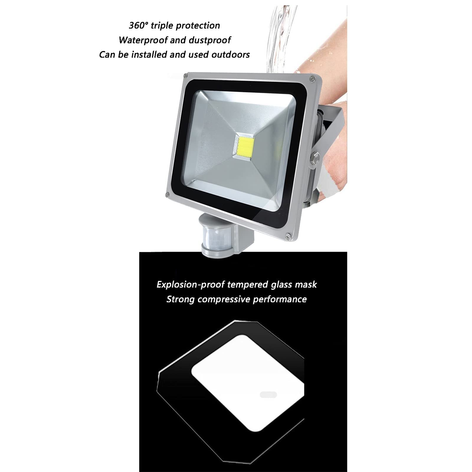 Lampy solarne zewnętrzne, Zabezpieczenie czujnika ruchu LED, super jasny IP66 3200 K do garażu, ogrodu i drzwi(20W)
