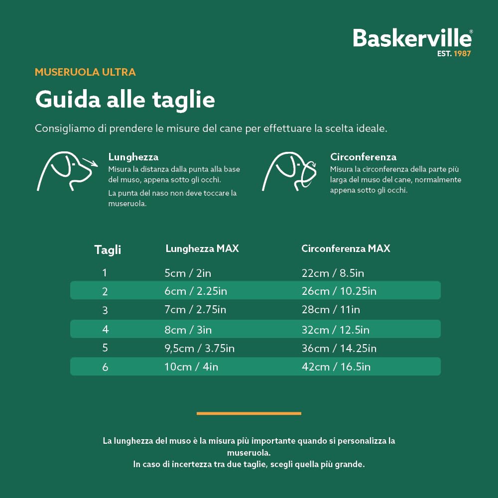 MUSERUOLA BASKERVILLE ULTRA, design etico brevettato, cane può respirare, ansimare e bere, regolabile, imbottita, addestramento cani piccoli, medi, grandi, impedisce di morsicare, rovistare (Taglia 5)