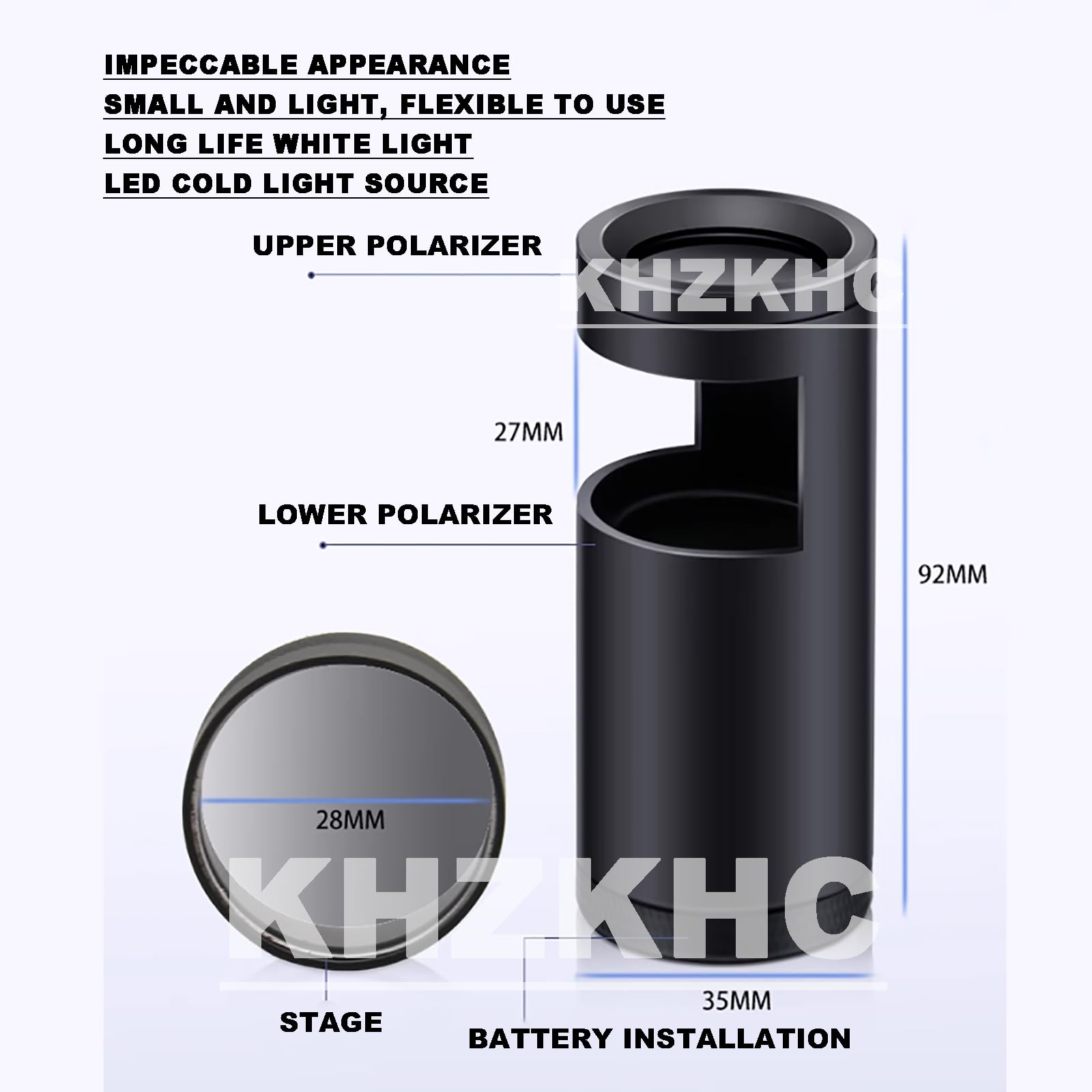 Edelstein-Tester, Hand-Polariskop zur Schmuck-Identifizierung, 360° drehbar, LED-Kaltlichtquelle – ideal für Juweliere