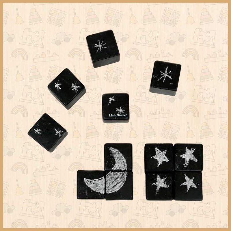 Little Ginnie Chalkboard Block Set - Wooden Puzzle for Kids for Ages 3+ Years | 12 Reusable Multi-Use Blocks for Creative Play & Learning, Easy to Rub and Redraw | Enhances Fine Motor Skills 3