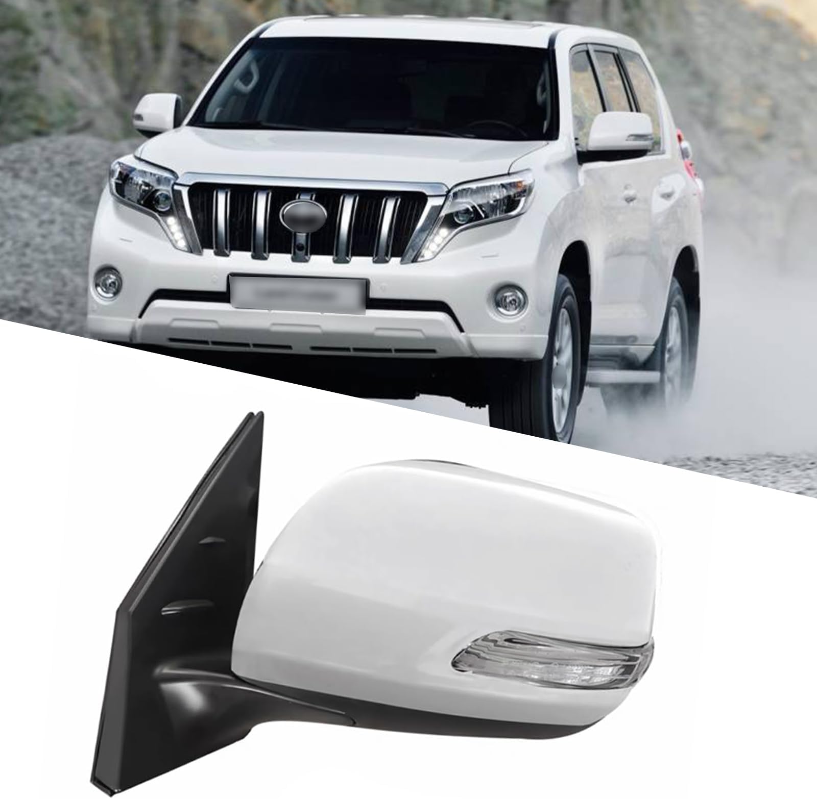 Driver Side Mirror Fit for 2012-2016 Toyota Land Cruiser LC200 Side Mirror Replacement Rear View Mirrors Accessories Turn Light,Electric Folding,Electric Adjustment,Heated