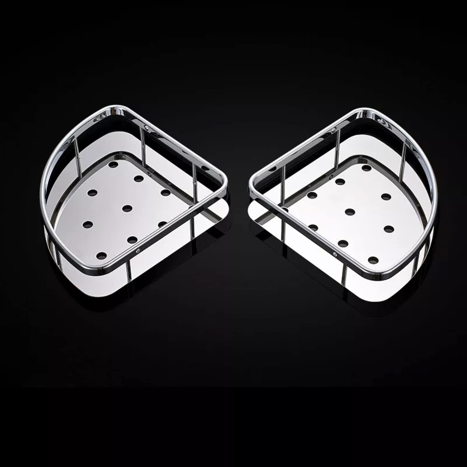 Estante de baño Divisor de baño Deluxe 304 de Acero Inoxidable de Doble Nivel, Ducha de Esquina, Cesta Brillante, Estante ordenado, Organizador de Almacenamiento