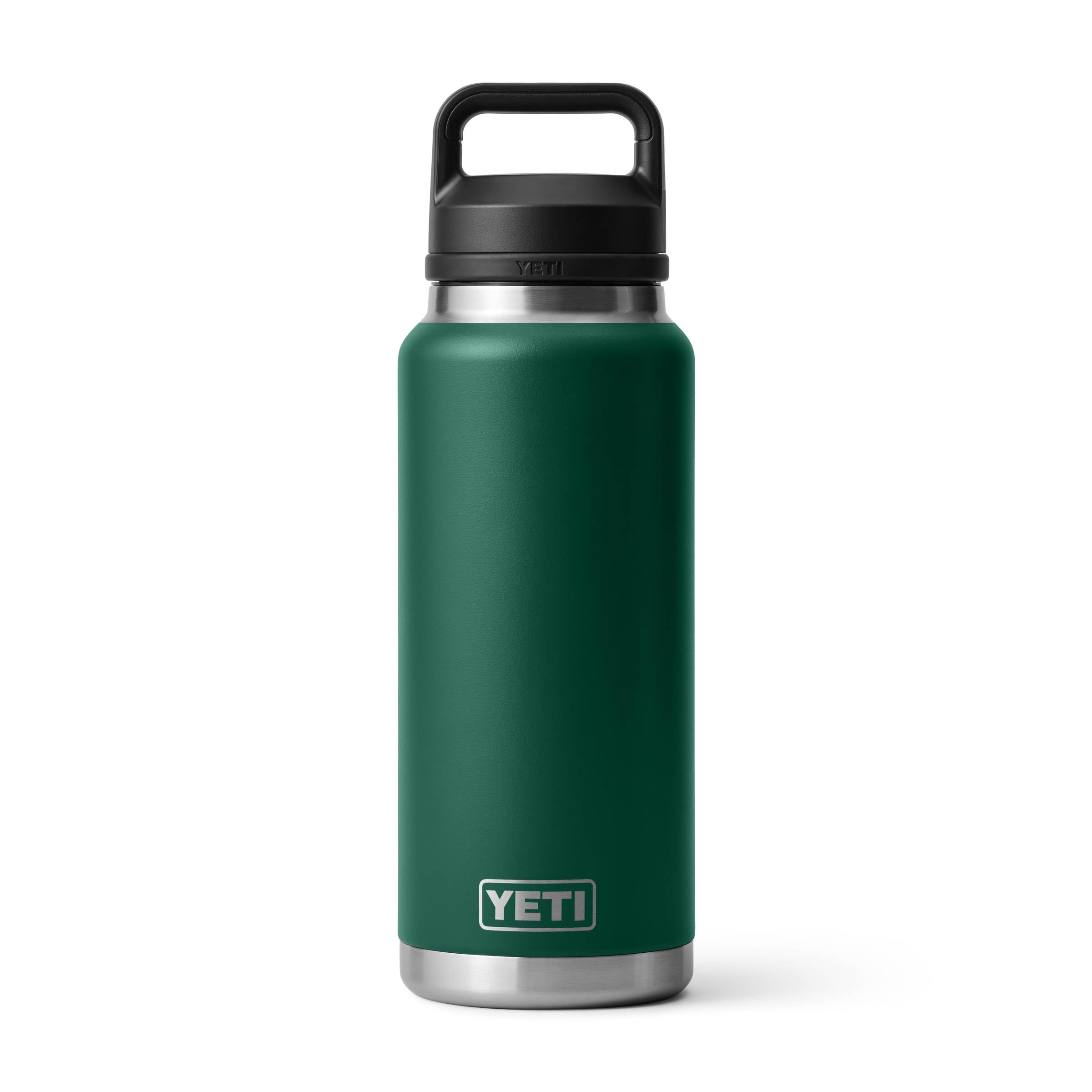 YETI Rambler 36 oz Bottle, Vacuum Insulated, Leakproof, Stainless Steel with Chug Cap, Black Forest Green