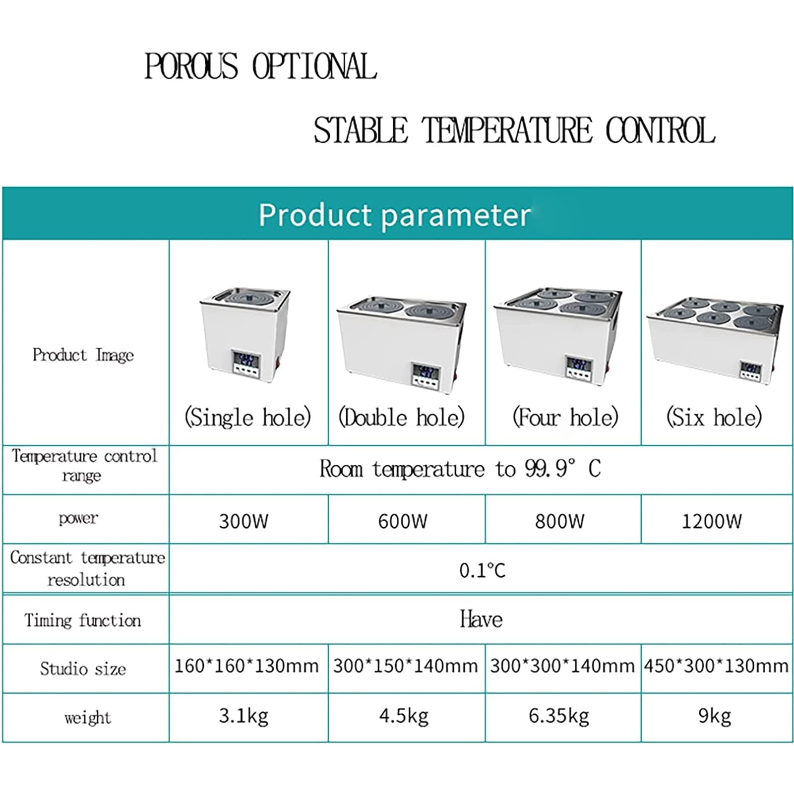 Baño María termostático digital para laboratorio, calentador eléctrico para baño María, baño María de laboratorio con calentamiento científico, revestimiento de acero inoxidable (4 orificios)
