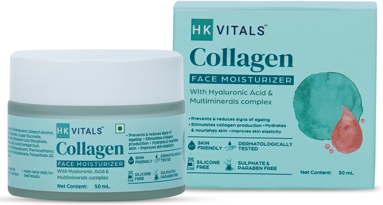 HK Vitals By Healthkart Collagen Moisturizer Cream For Face With Hyaluronic Acid, Stimulates Collagen Production, Reduces Signs Of Ageing & Nourishes Skin, All Skin Types, 50 Ml