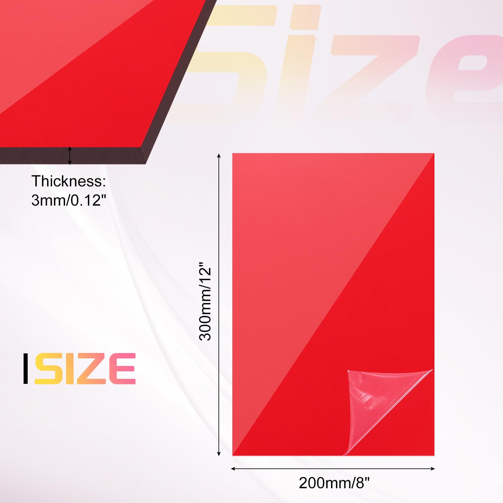 QUARKZMAN 3mm Plancha de Metacrilato 300mmx200mm Láminas Acrílicas Rojas Transparentes 1 Pieza