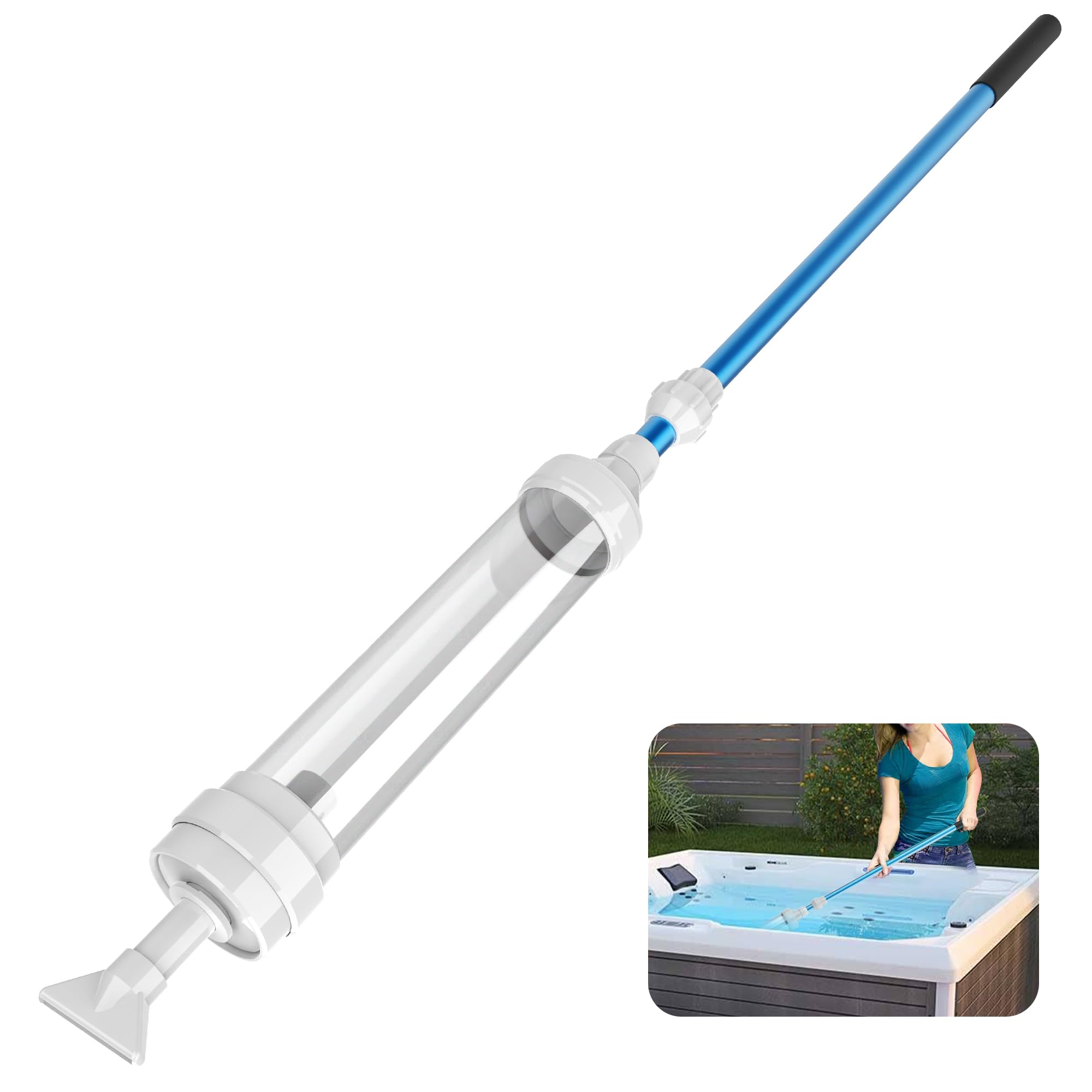 6250 Paradise Power Spa Vacuum for Hot Tub, No Pumping, No Batteries or Electricity, Portable Vacuum Spa Vac Cordless, Handheld Hot Tub Vacuums Picks Up Sand, Leaves &amp; Debris, Water Pressure Powered
