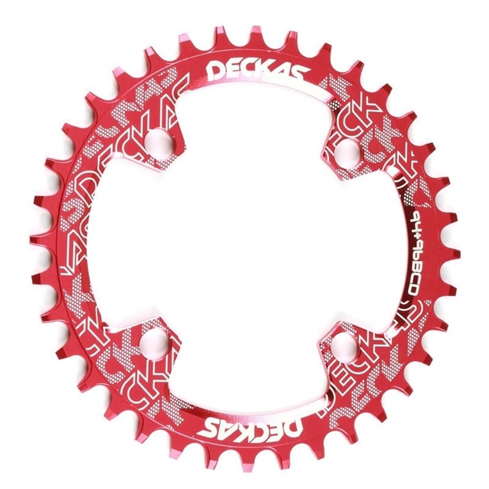 DONGLING Chainring 94+96 BCD Bicycle Chainwheel Round/Oval 32T 34T 36T 38T Bike Chainring Narrow Wide Chainring(32T,9496bcd Round Red)
