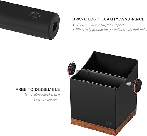 Miniatura 5 de CrossCreek Caja de café | Contenedor grande de café molido de 2.5 L | Metal y madera de nogal | Barra de silicona extraíble y base antideslizante |