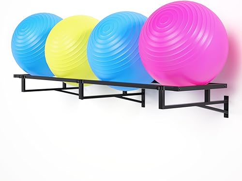 Lhysn Soporte para pelota de yoga, estante de pared extra grande para almacenamiento de pared de gimnasio, garaje, adecuado para pelota de