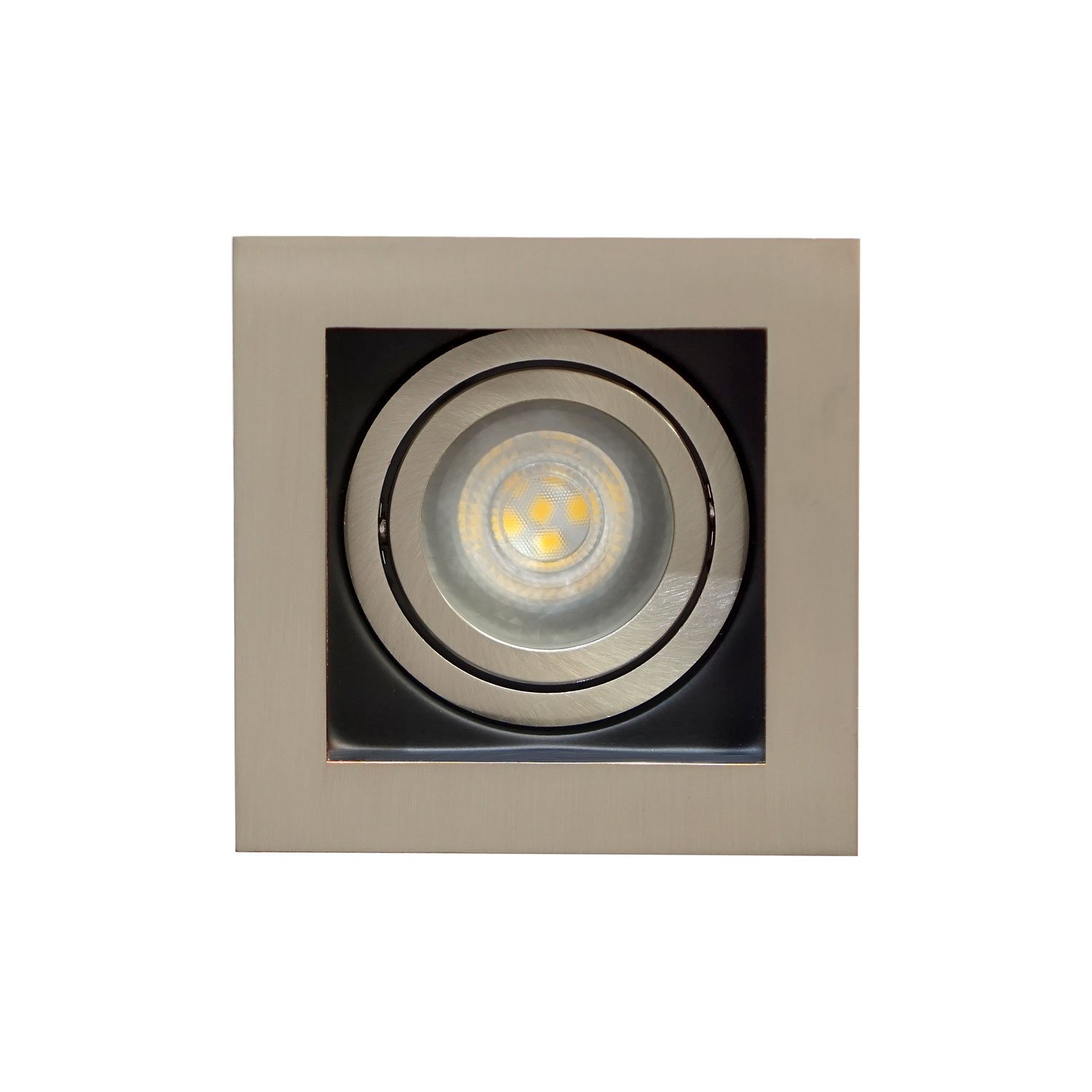 UKEW Adjustable Recessed Ceiling Lights - GU10 LED Satin Finish with Square Black Interior Downlight - Single Tiltable Spotlights for Bedroom Lounge