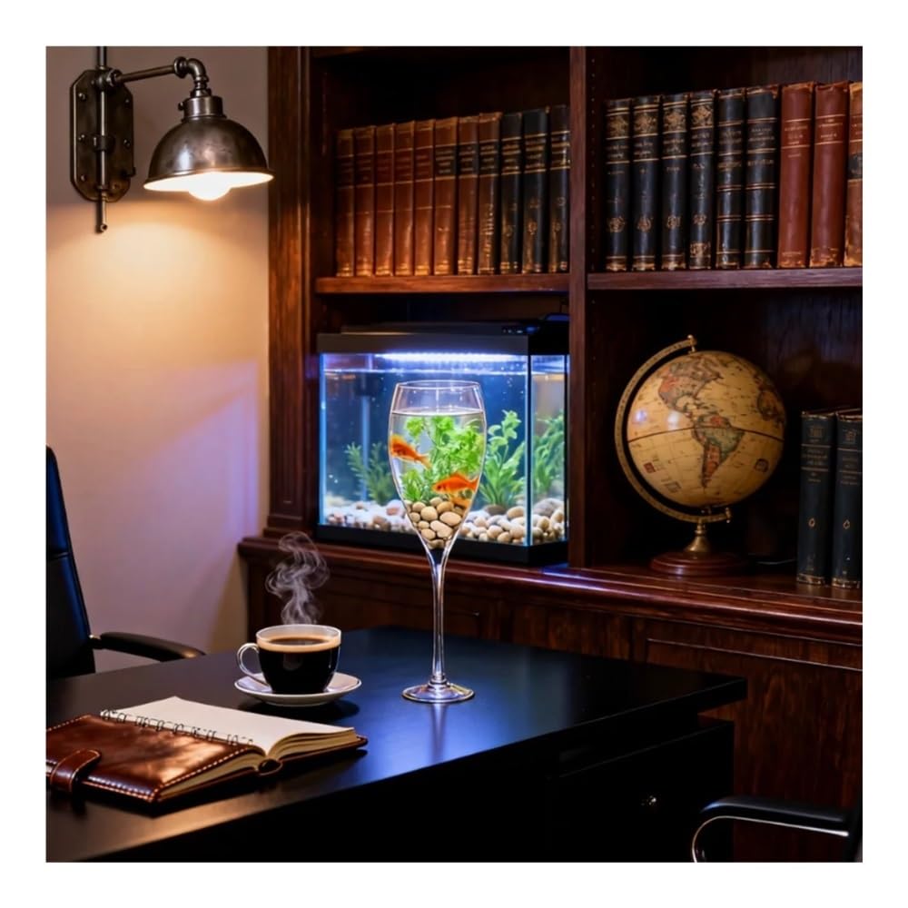 Aquarium Klares Glas-Aquarium in Champagnerglasform – Aquarium als Heimdekoration(12cmx40cm)