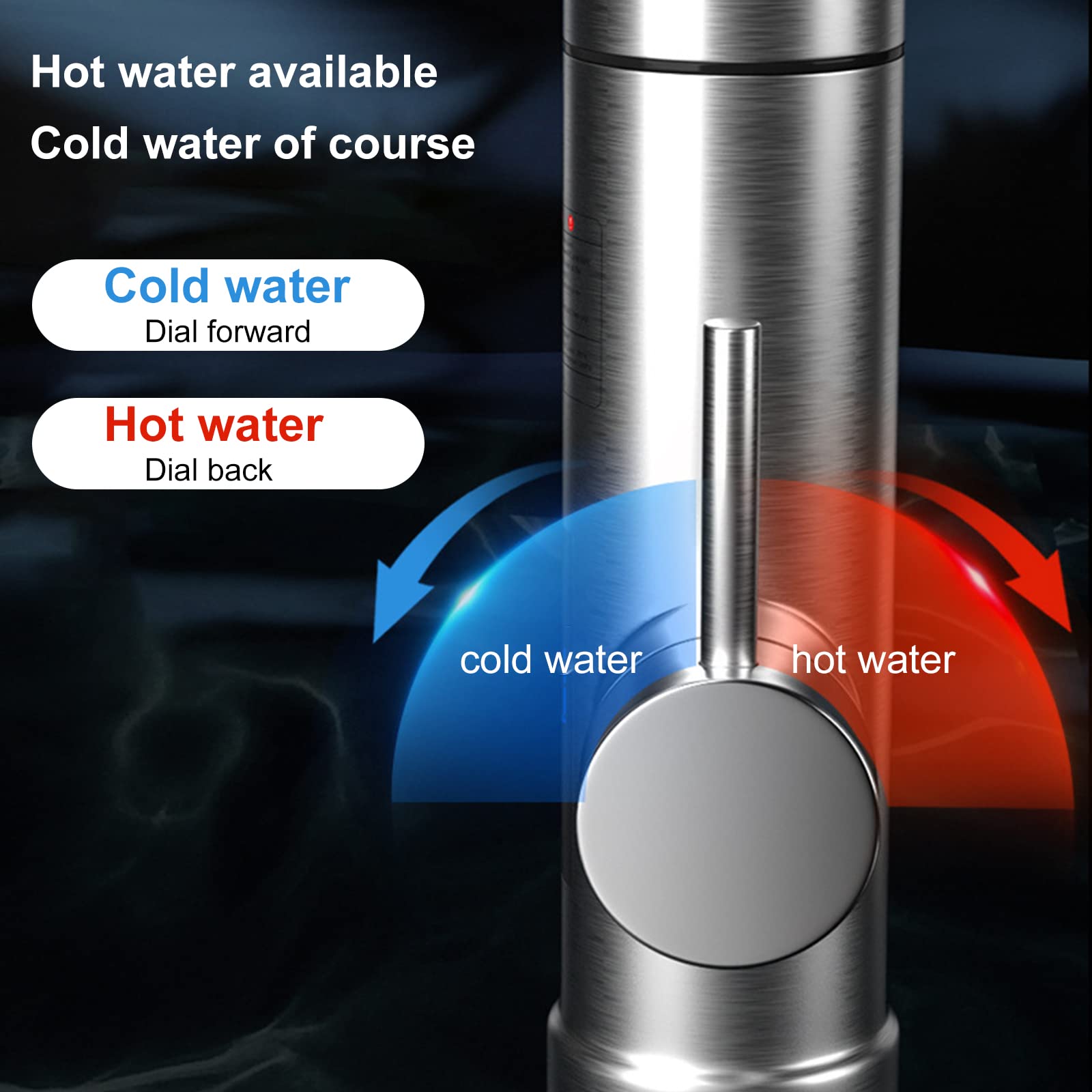 Grifo Electrico Agua Caliente, 220V 3000W Grifo Calentador de Agua Instantanea 360° LCD Torneira Electrica Agua Quente Grifo Cocina Agua Caliente Electrico para Cocina Jardín Baño Caravana Camper