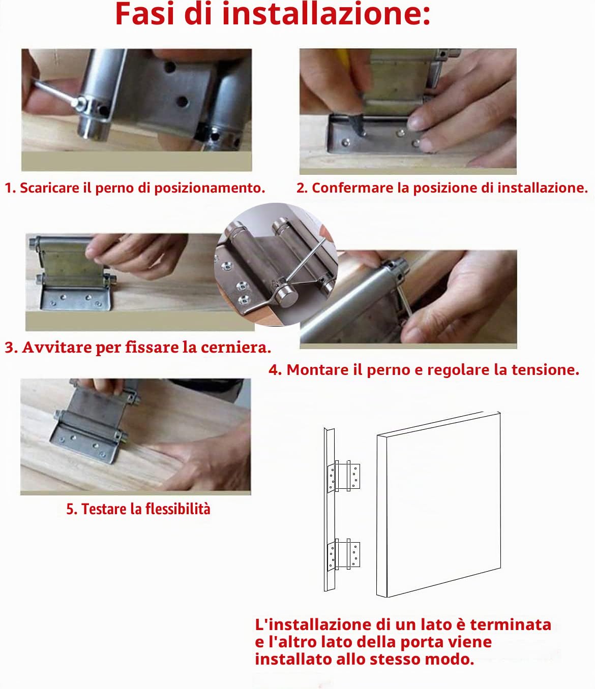 2 Coppie di Cerniere a Molla a Doppia Azione da 76mm in Acciaio Inox per Porta, Saloon Cafe, Auto-Chiusura, Perfette e Regolabili