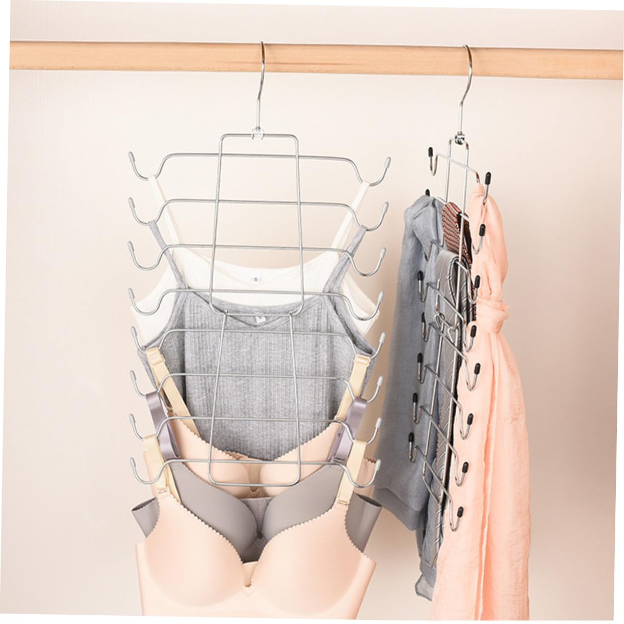 2 pezzi Appendini Reggiseni Pieghevoli a Strati in Acciaio Resistente per Canotte e Biancheria Intima Design Rotante e Robusto per Armadi e Viaggi