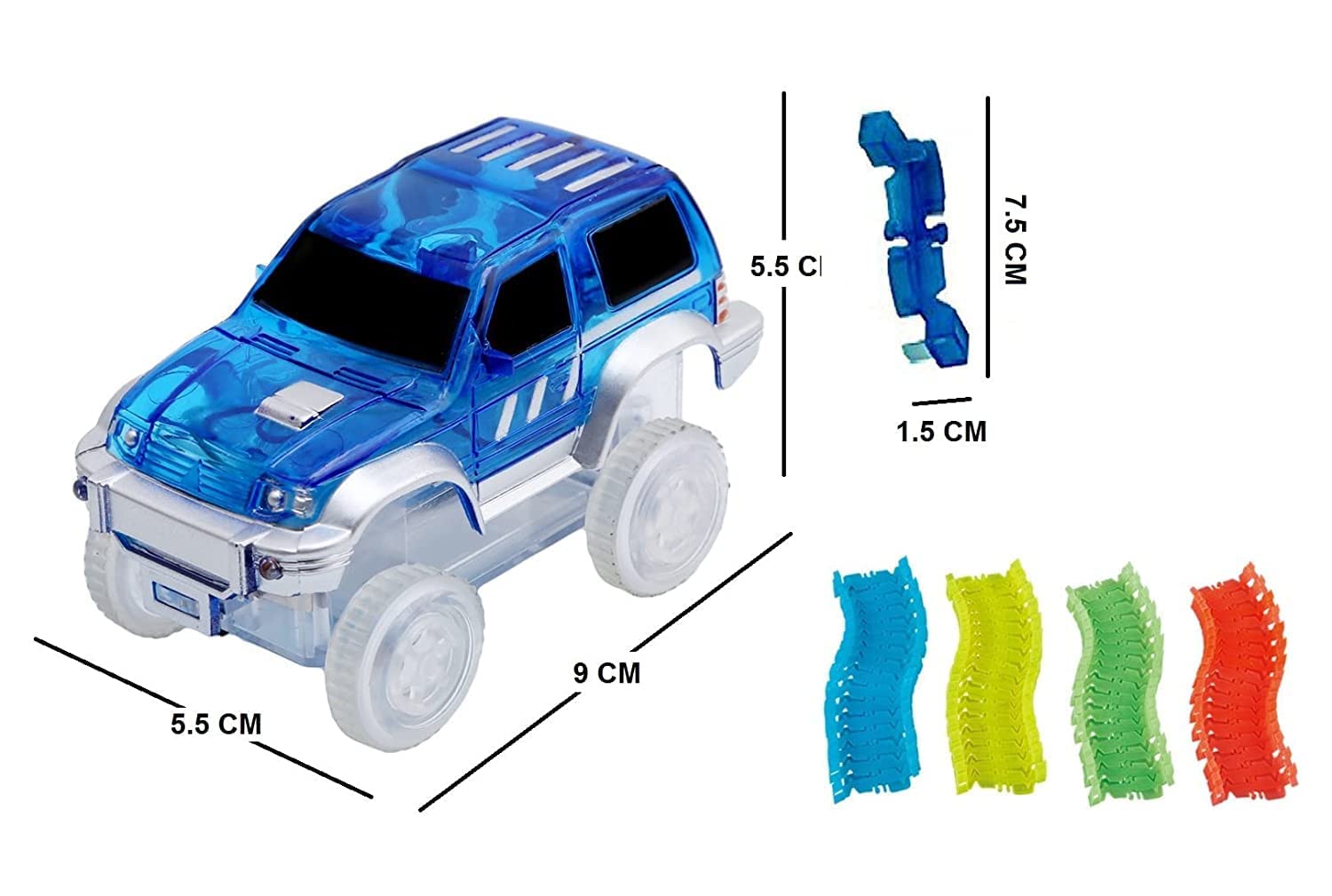 PANSHUB 220 PCs Race Car Set Toy Track Racer Car| 11 Feet-220 Pcs Bends, Flexes and Glows Long Flexible Tracks Modern Car Play Set for Kids (Multicolor) (220 PCs Car Magic Track Set) 1