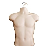 Vista 35 de DisplayTown - Maniquí masculino de torso con soporte de metal, cuerpo hueco, apilable, forma para exhibir camisetas, mostrador, ferias de Negro