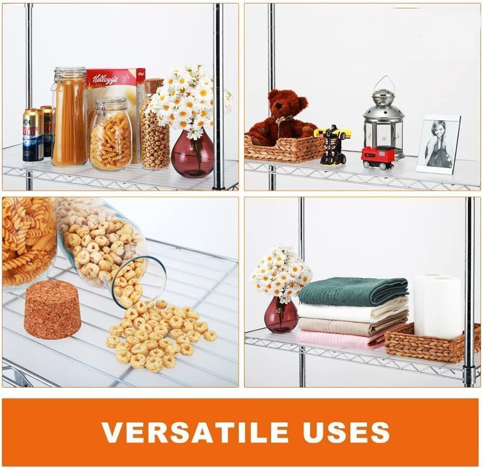 Miniatura 4 de Catalina Creations Estantería de 4 niveles y almacenamiento, estantería de alambre ajustable con revestimientos de 4 estantes, estante de