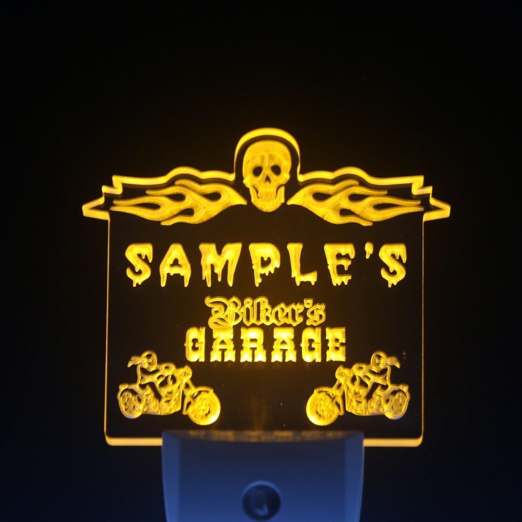 ADVPRO wsqu-tm Name Personalized Custom Biker's Garage Motorcycle Repair Bar Day/Night Sensor LED Sign