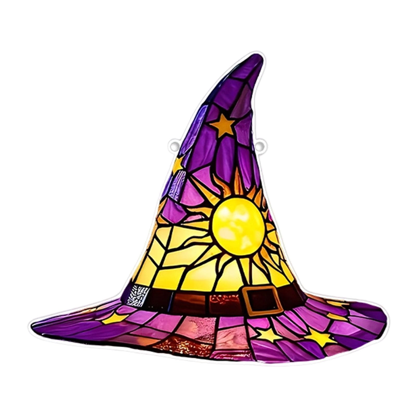 Carotoe G Stained Lass Window Hangin, Witch Hat Suncatchers Colorful Lass Panel Wall Art Decors For Balconies, Yard, Wall Arden Witch Hat Stained Suncatchers Window Hangin Decoration