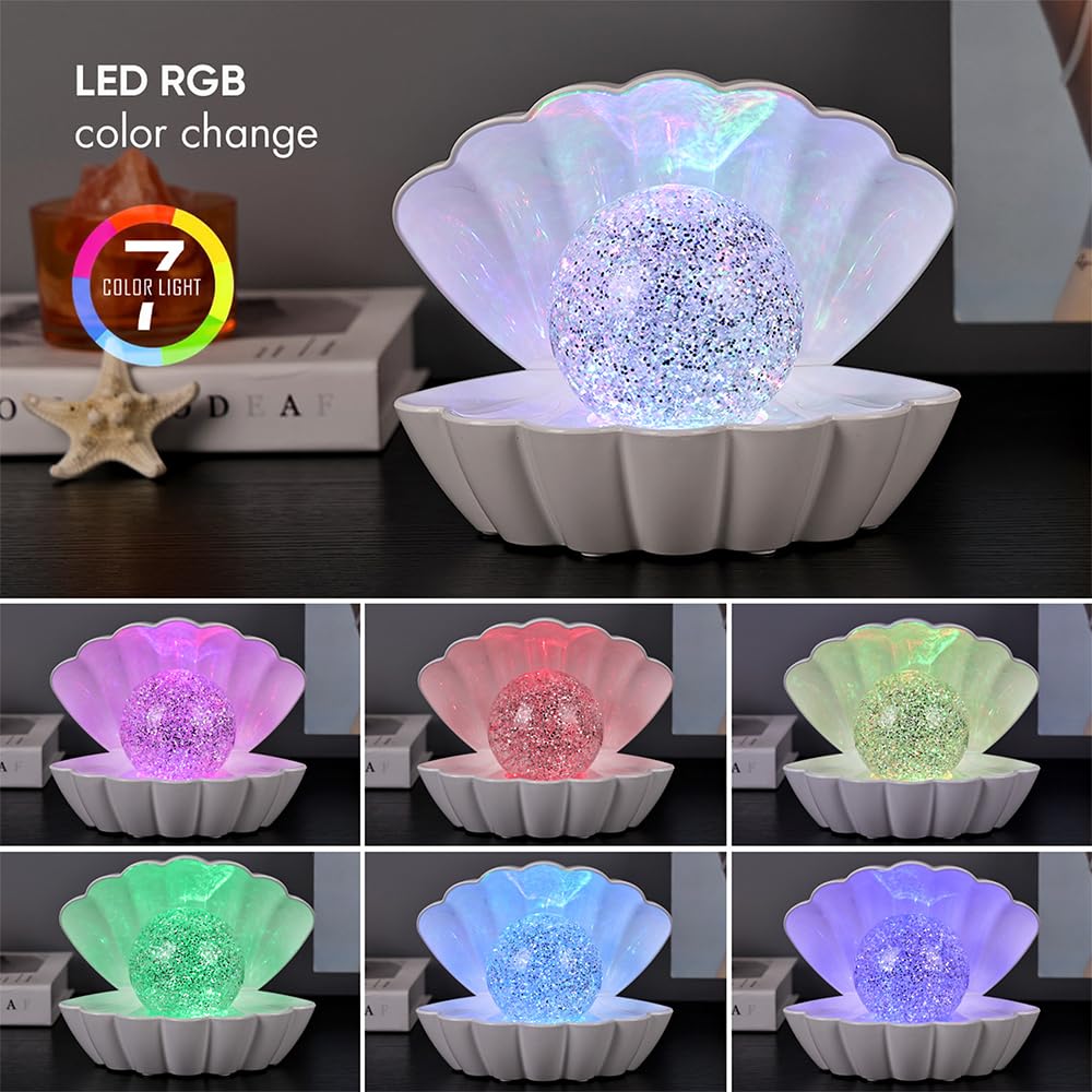 L & P Home & Gifts Lesser & Pavey White Glitter Pearl Seashell
