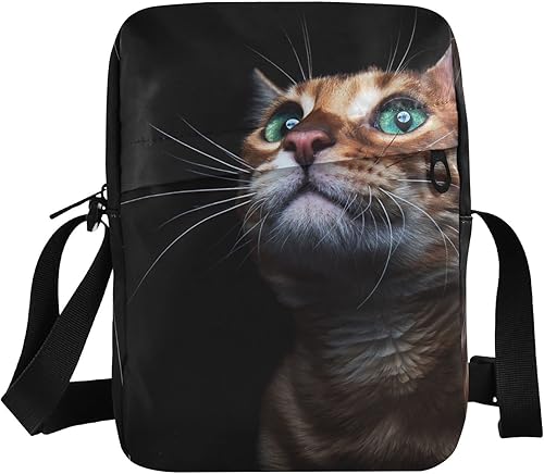 Bengal - Bolso bandolera con diseño de gato para mujeres y hombres, bandolera cruzada, bolsa de hombro pequeña con correa ajustable para viajes al