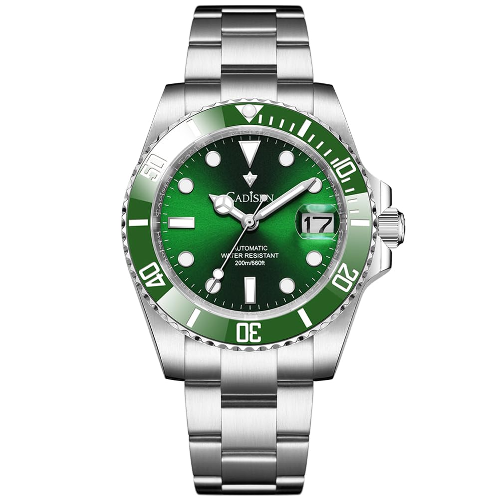 CADISEN Men’s Automatic Watch Mechanical Watch GMT Stainless Steel Band Waterproof Casual Watches for Men, 8216green, Japanese (B0CP5HGFSM) Amazon Price History, Amazon Price Tracker