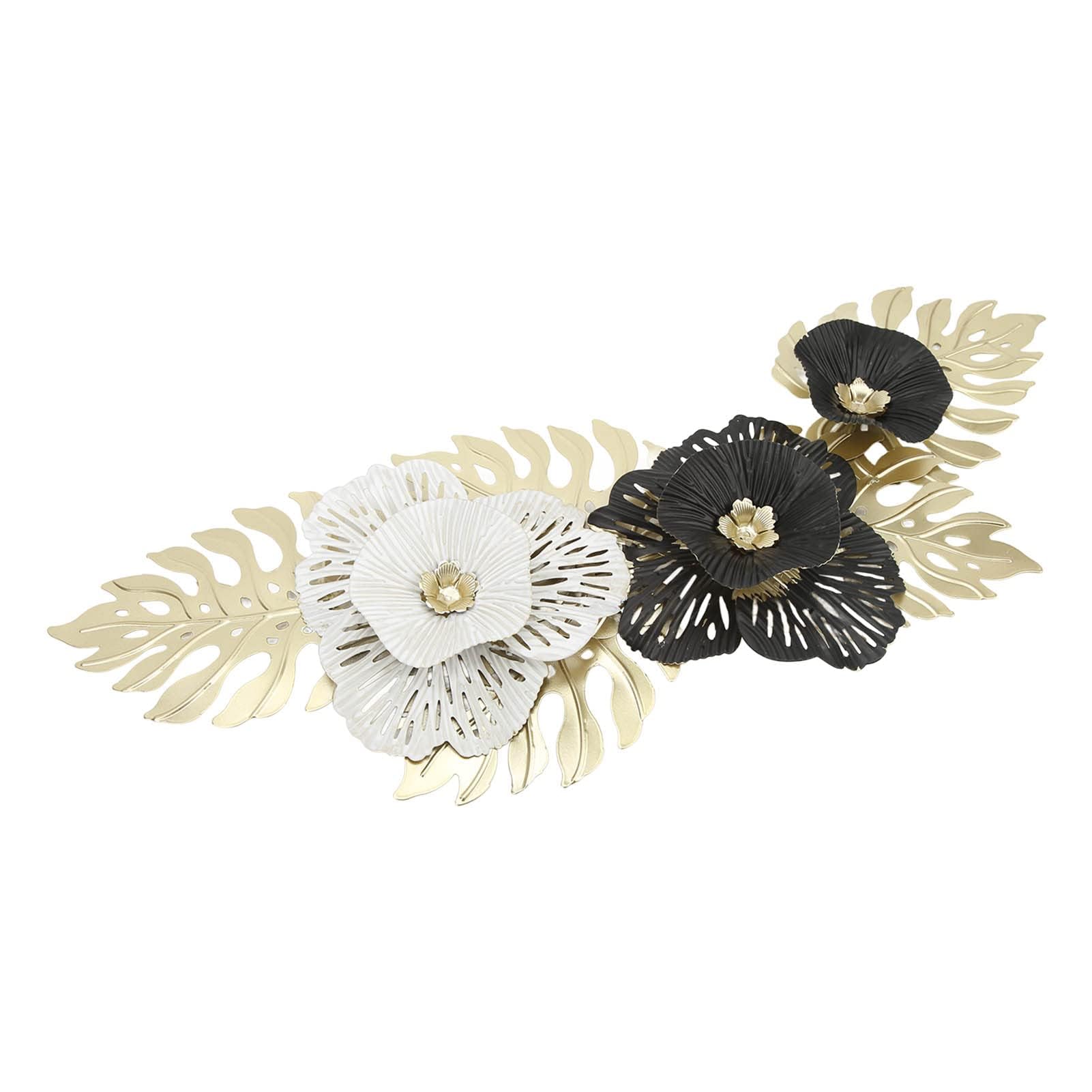 YAIUNHIQ 3D Wall Sculpture Metal Wall Decoration Wall Sculpture, Leaf Wall Decor, Metal Flower Wall Decor, Gold Metal Wall Art Decor,B