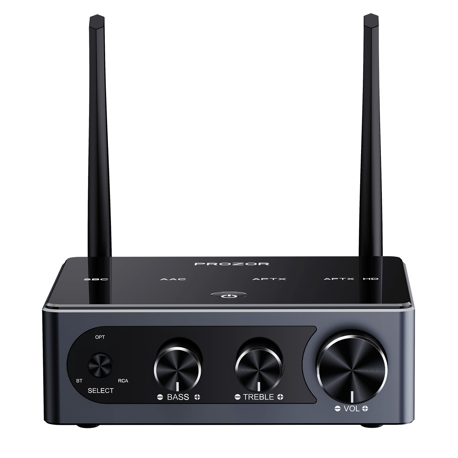 PROZOR Amplificador Audio 100W x 2 Soporta APTX-HD ACC HiFi Bluetooth 5.2 Sonido de Entrada óptica 192khz/24Bit con Control de Volumen de Agudos Graves para Altavoz Pasivo