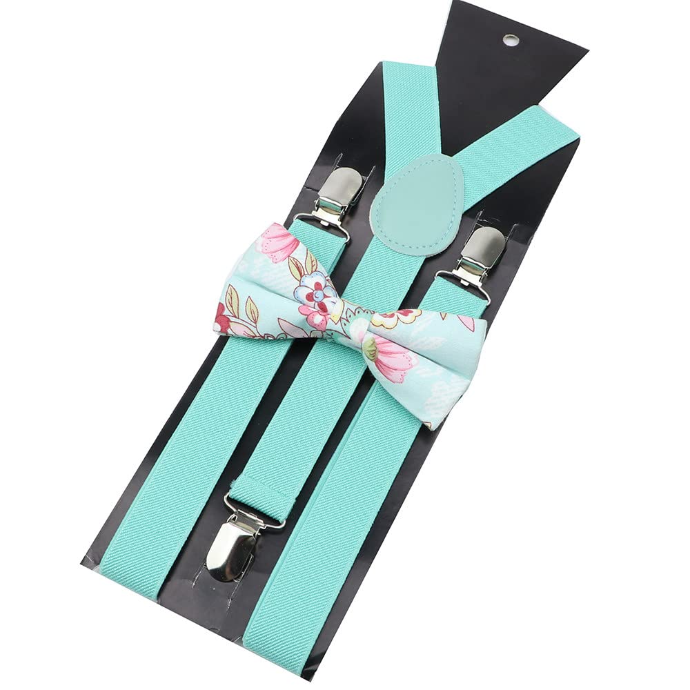 gotowa muszka, Elastyczne szelki bawełniane biznesowe w kwiaty, zestaw unisex, kostium, regulowany pas ortopedyczny z plecami kształcie litery Y